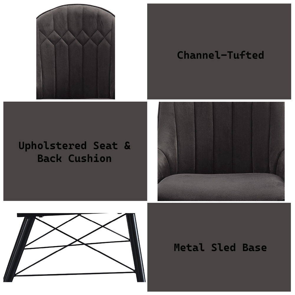 Abraham - Side Chair Set of 2) - Dark Gray Fabric & Black