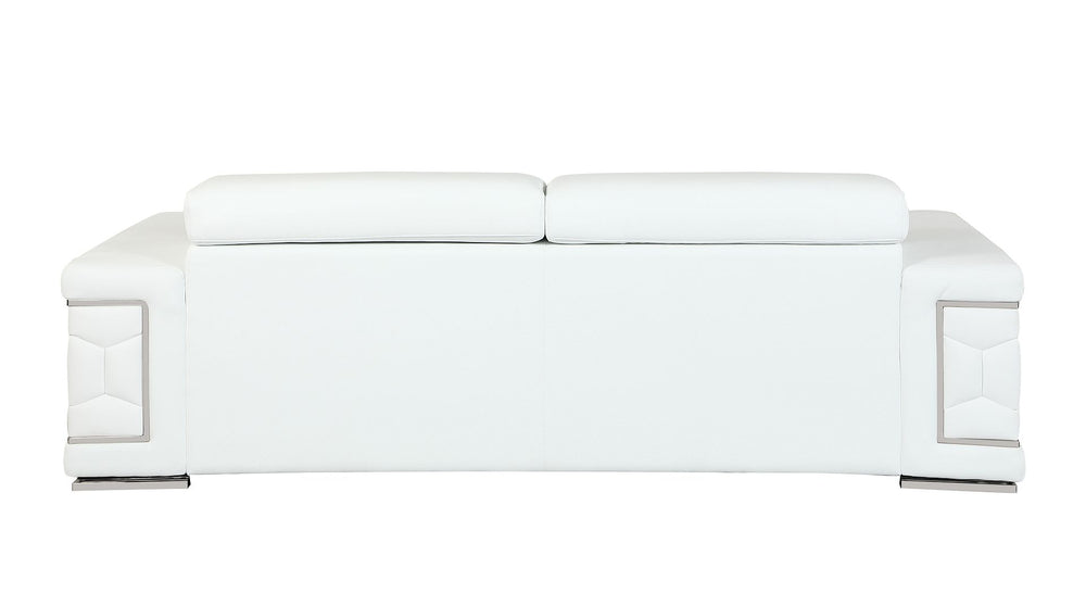 DivanItalia 692 Sofa with Adjustable Headrest in Top-Grain Italian Leather - White