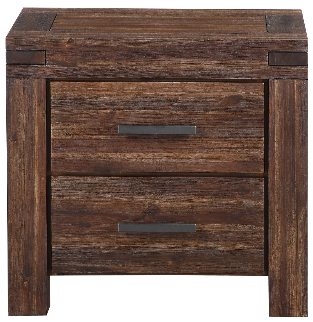Modus Furniture 3F4181 Meadow Two Drawer Solid Wood Nightstand In Brick Brown