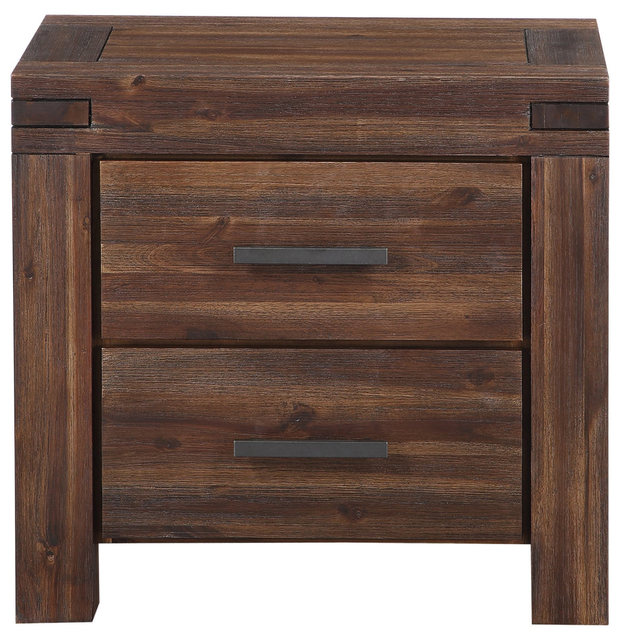 Modus Furniture 3F4181 Meadow Two Drawer Solid Wood Nightstand In Brick Brown