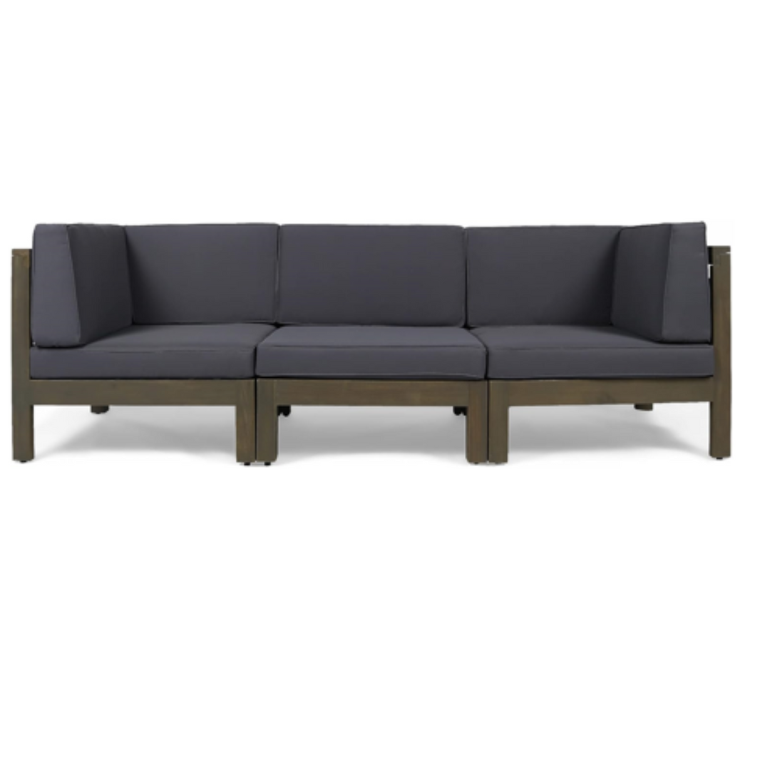 OANA 3-Piece Acacia Patio Sofa Set – Dark Grey