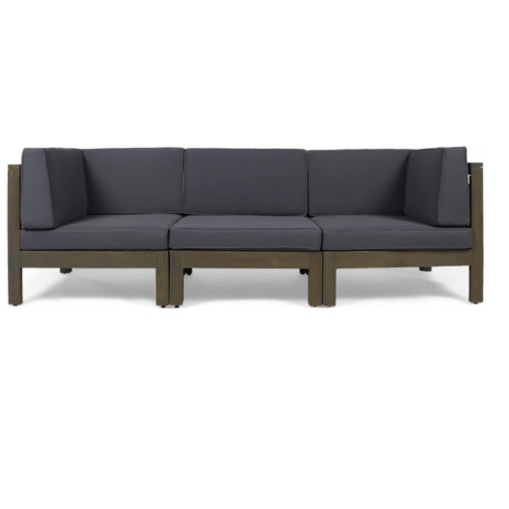 OANA 3-Piece Acacia Patio Sofa Set – Dark Grey