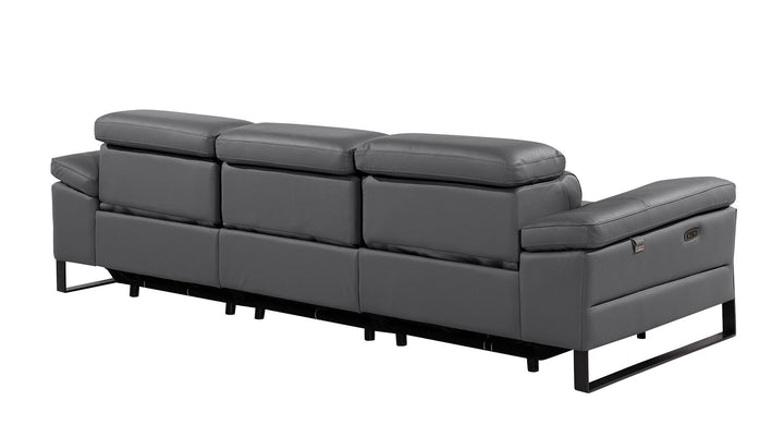 DivanItalia 1246 Modular Power Triple Reclining Sofa with Power Reclining Headrests – Top Grain Italian Leather - Dark Gray