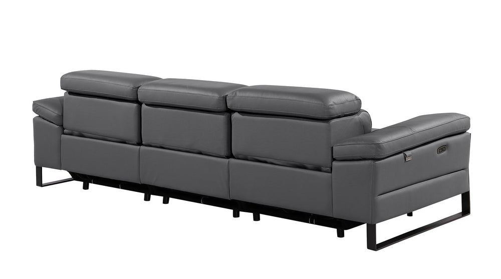 DivanItalia 1246 Modular Power Triple Reclining Sofa with Power Reclining Headrests – Top Grain Italian Leather - Dark Gray