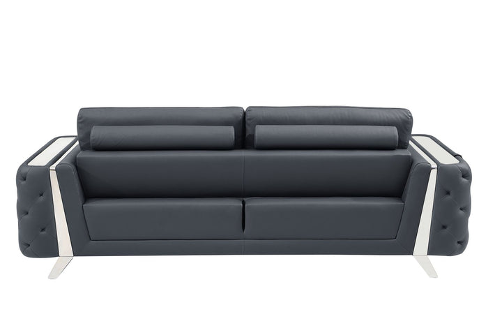 DivanItalia 1050 Sofa in Top-Grain Italian Leather - Dark Gray