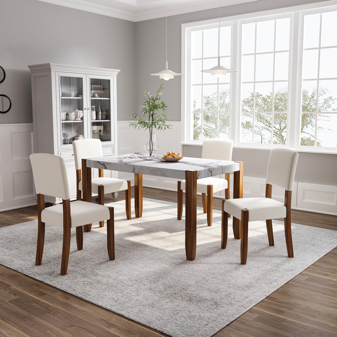 5-piece-faux-marble-dining-table-set-with-rubberwood-legs