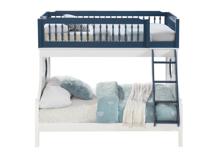 Farah - Twin Over Full Bunk Bed - Navy Blue & White