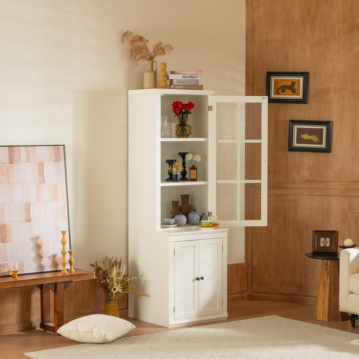 retro-style-hutch-cabinet-with-single-glass-door-white