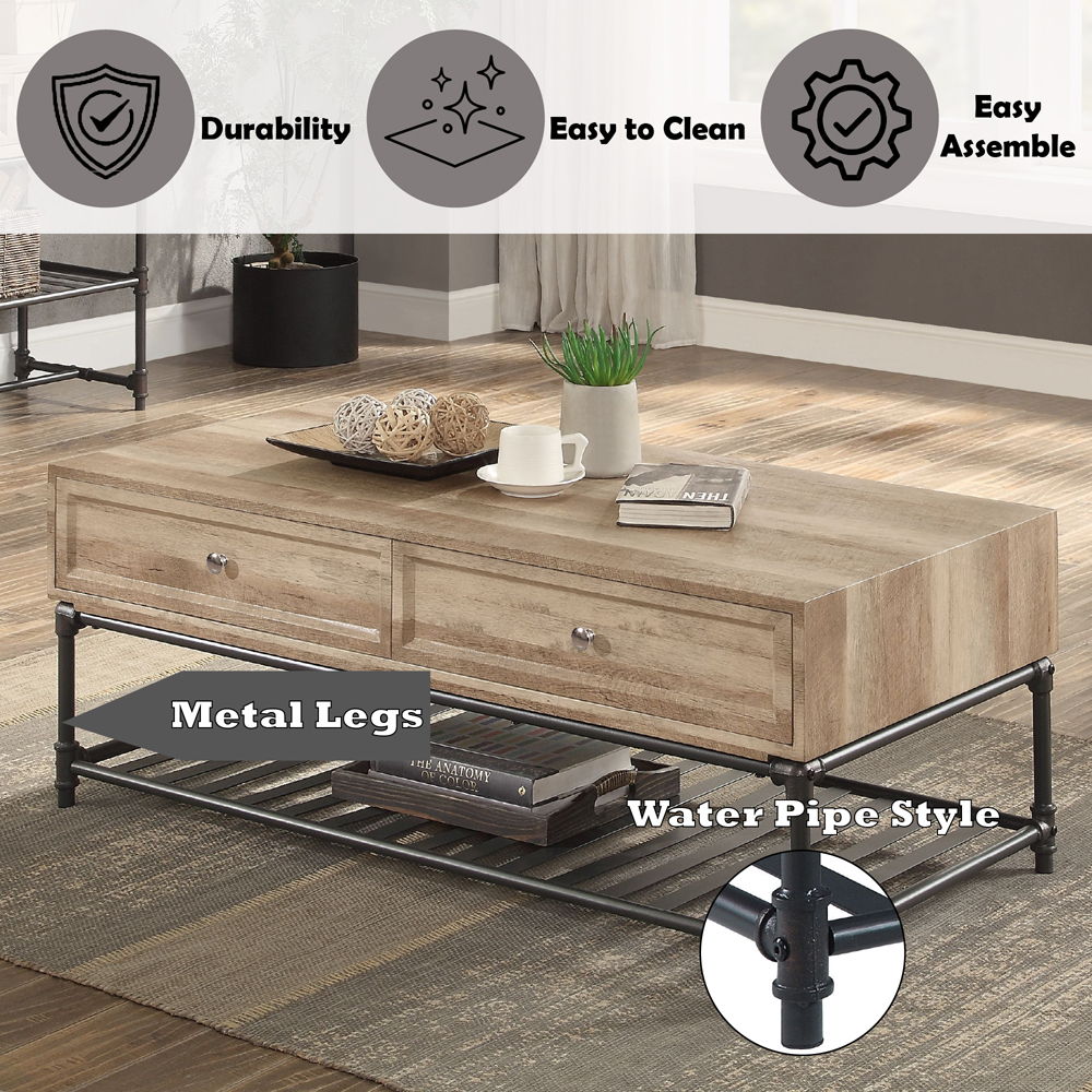 Brantley II - Coffee Table - Oak & Sandy Black