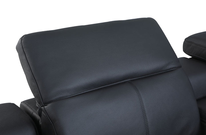 DivanItalia 9762 Top Grain Italian Leather Power Reclining Chair with Adjustable Headrests - Black