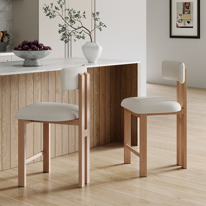 26.5" Low Back Counter Stool – White &amp; Natural (Set of 2)
