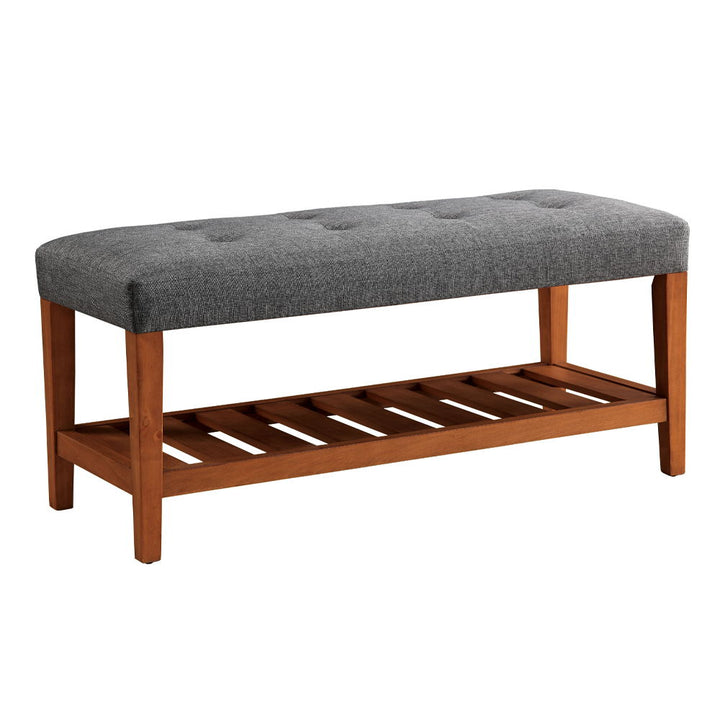 Charla - Bench - Gray Fabric & Oak
