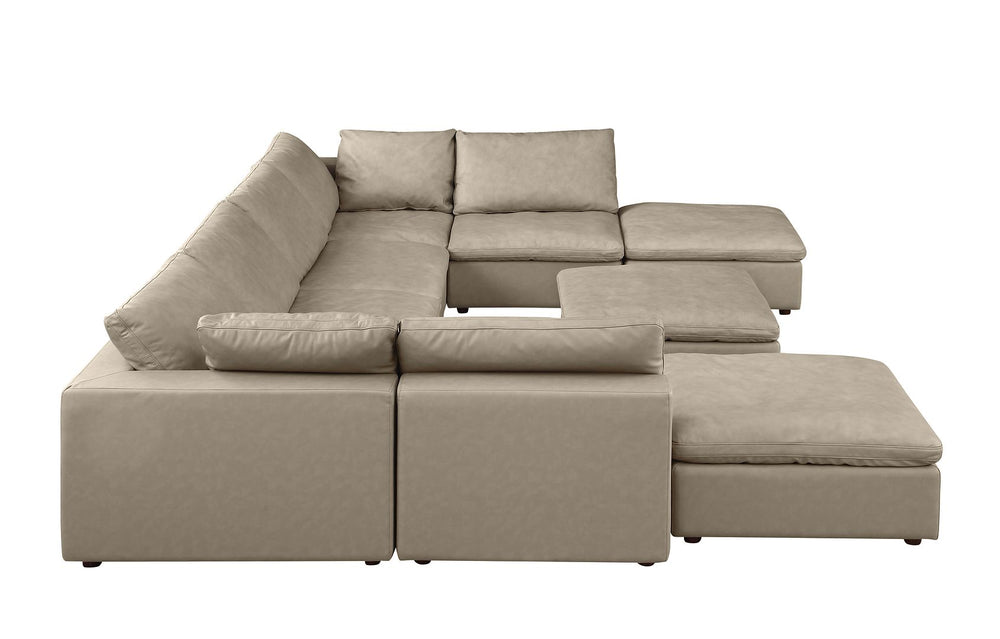 DivanItalia 1100 Top-Grain Italian Leather 9-Piece Sectional with Chaise - Beige
