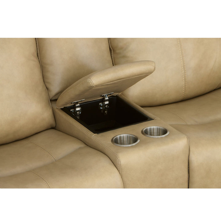 Odell Power Reclining Loveseat With Console, Power Headrests &amp; Lumbar Stone