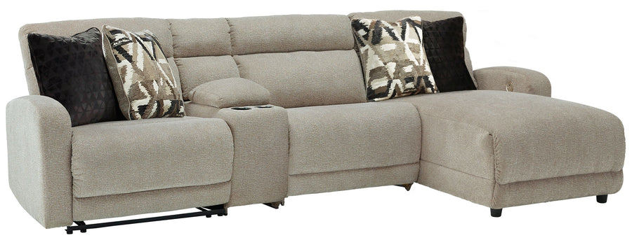 Colleyville - 4-Piece Power Reclining Sectional With RAF Back Chaise - Stone by Ashley Furniture product image