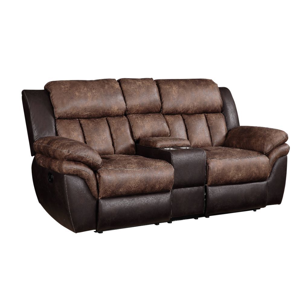 ACME Furniture Jaylen Motion Loveseat With Console Toffee & Espresso Po