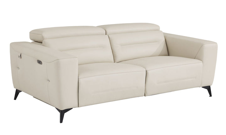 DivanItalia 989 Power Reclining 3-Piece Sofa Set with Power Headrest in Top-Grain Italian Leather - Beige