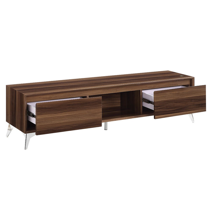 Raceloma - TV Stand - Walnut & Chrome