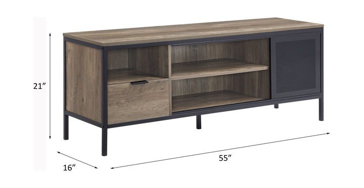 Nantan - TV Stand - Rustic Oak / Black