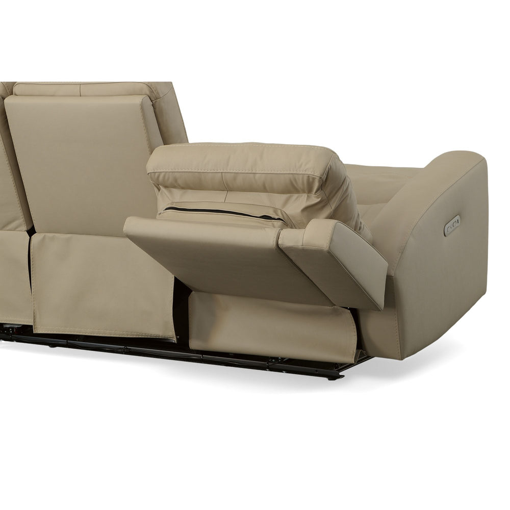 Jarvis Leather Power Reclining Sofa with Power Headrests in Parchment