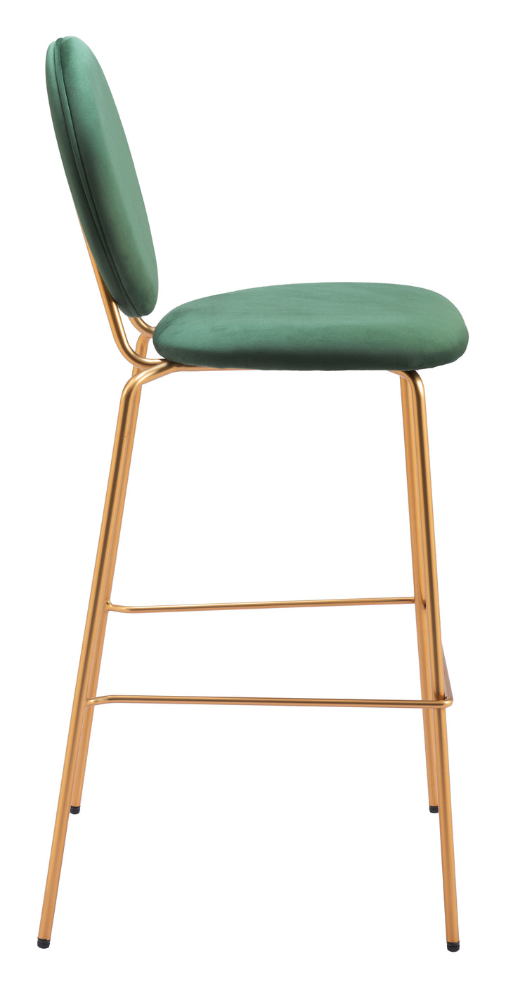 Zuo Modern 109806 Odessa Barstool (Set of 2) Green &amp; Gold