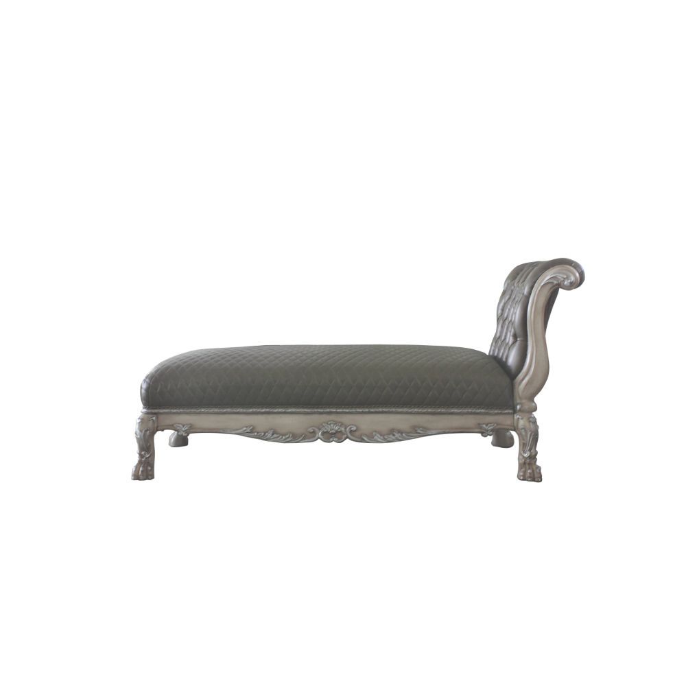 Dresden - Chaise With Pillow - Namibia Synthetic Leather & Vintage Bone White