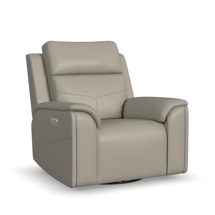 Vernon Fabric Power Swivel Gliding Recliner with Power Headrest, Lumbar, Heat &amp; Massage in Dove Grey