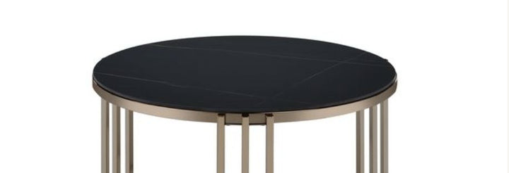 Abisha - Sintered Stone Top & Champagne End Table - Black