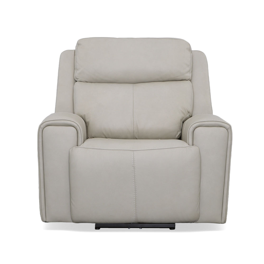 Barnett Leather Power Recliner with Power Headrest & Lumbar in Gray Matters