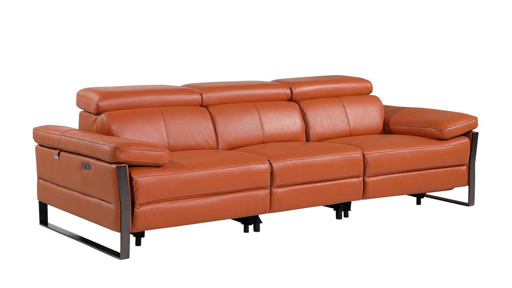DivanItalia 1246 Modular Power Dual Reclining Sofa with Power Reclining Headrests – Top Grain Italian Leather - Camel