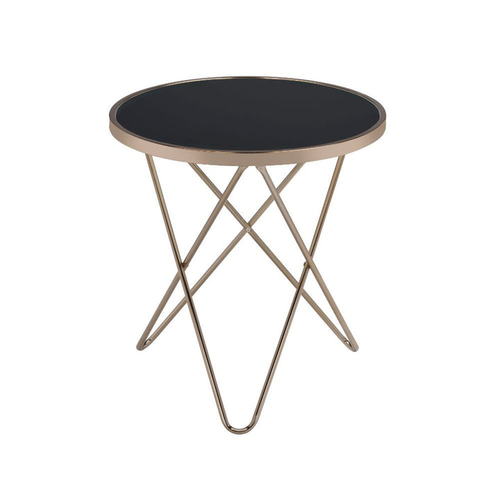ACME Furniture Valora End Table Black Glass & Champagne