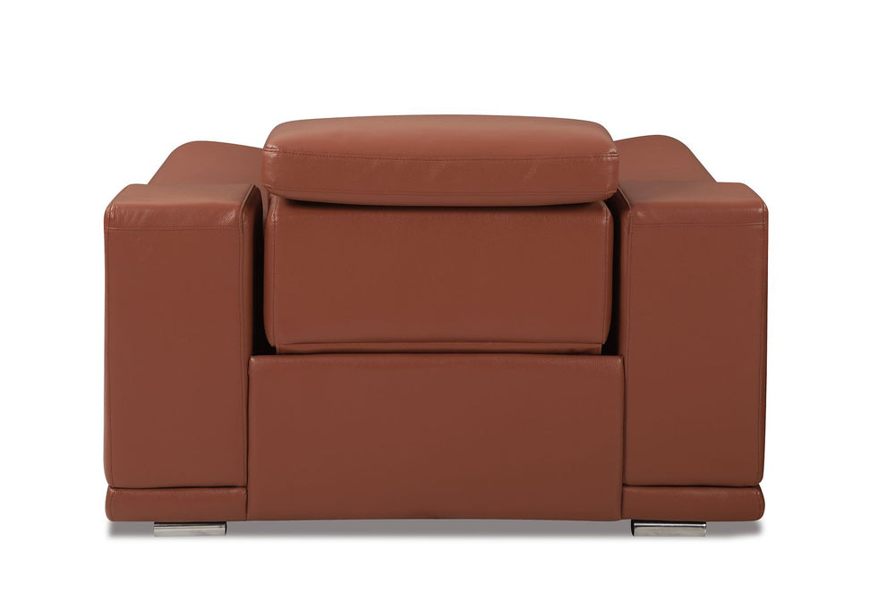 DivanItalia 9762 Top Grain Italian Leather Power Reclining Chair with Adjustable Headrests - Camel