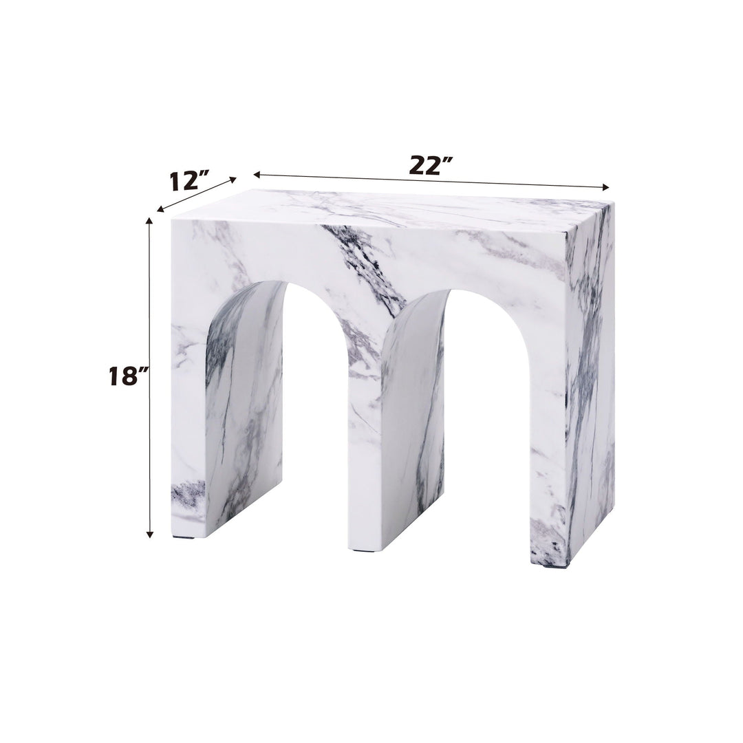 Fritzy - Engineered Stone End Table - White Marble