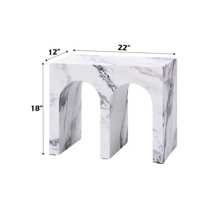 Fritzy - Engineered Stone End Table - White Marble