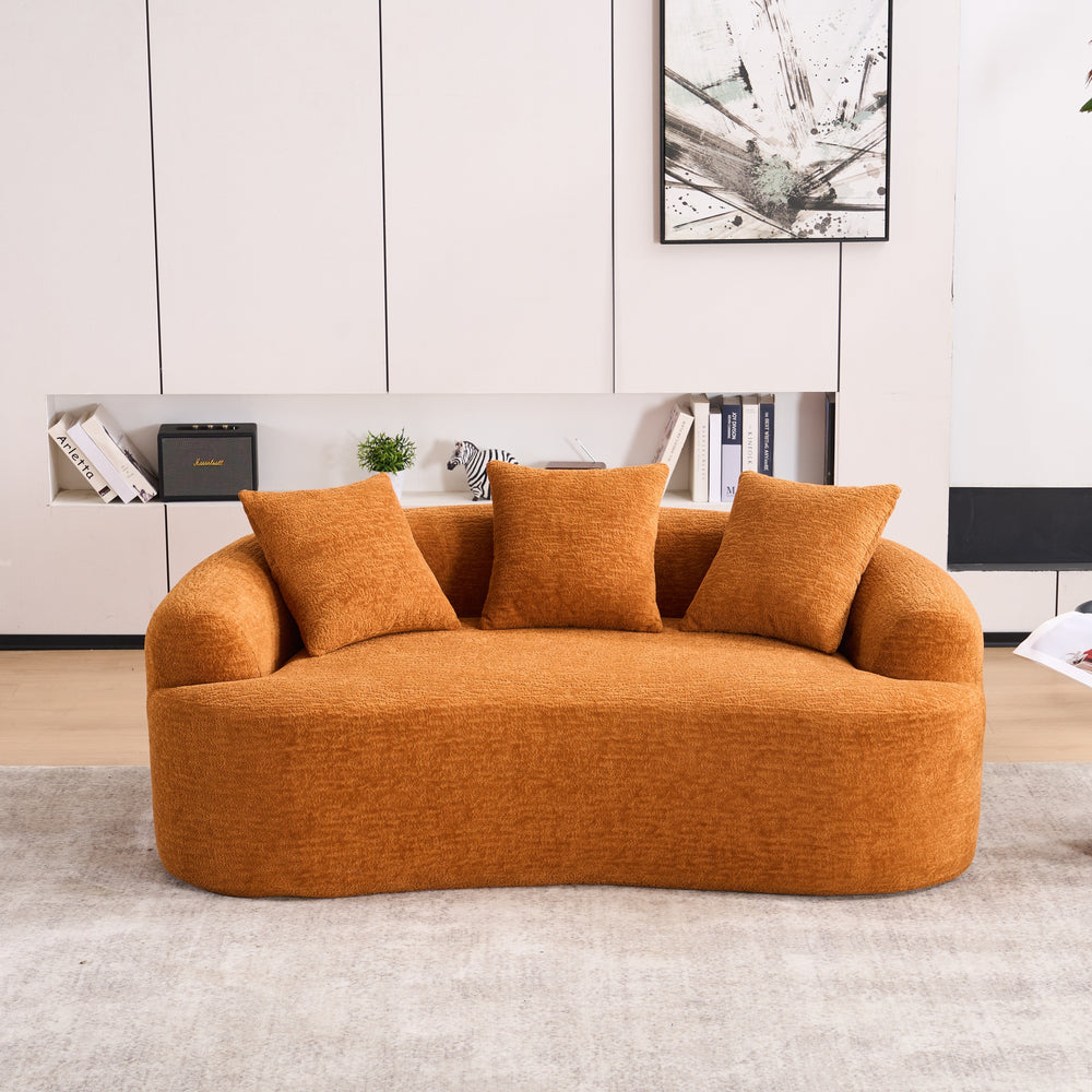 curved-loveseat-orange-full-compression-sponge-sofa