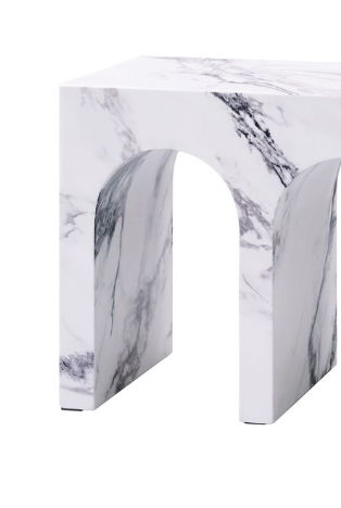 Fritzy - Engineered Stone End Table - White Marble