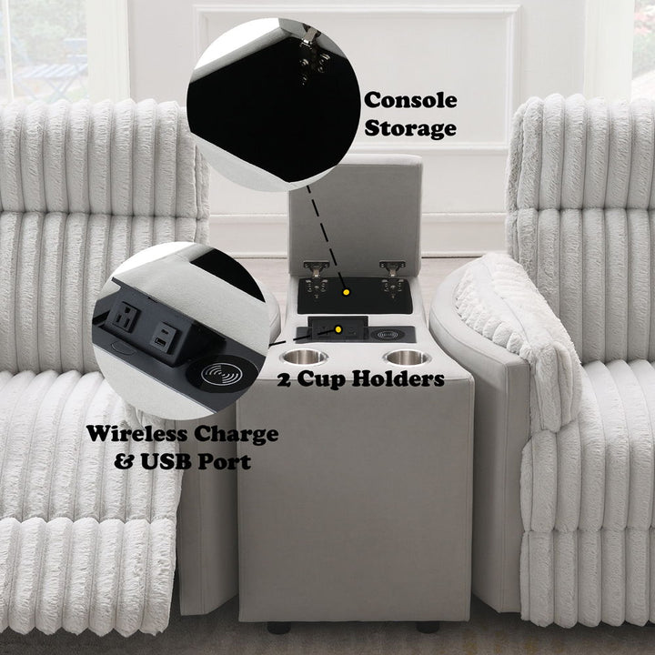 Emee - Console With USB - Gray Corduroy