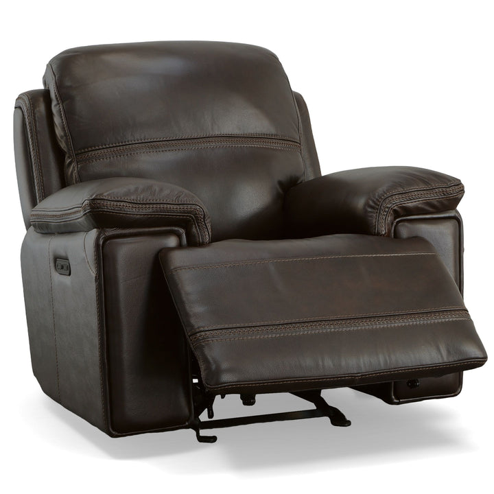 Fenwick Leather Power Gliding Recliner with Power Headrest in Dark Chocolate
