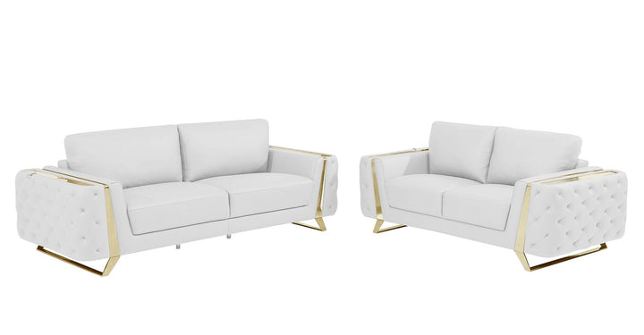 DivanItalia 1050 2-Piece Sofa Set in Top-Grain Italian Leather - White