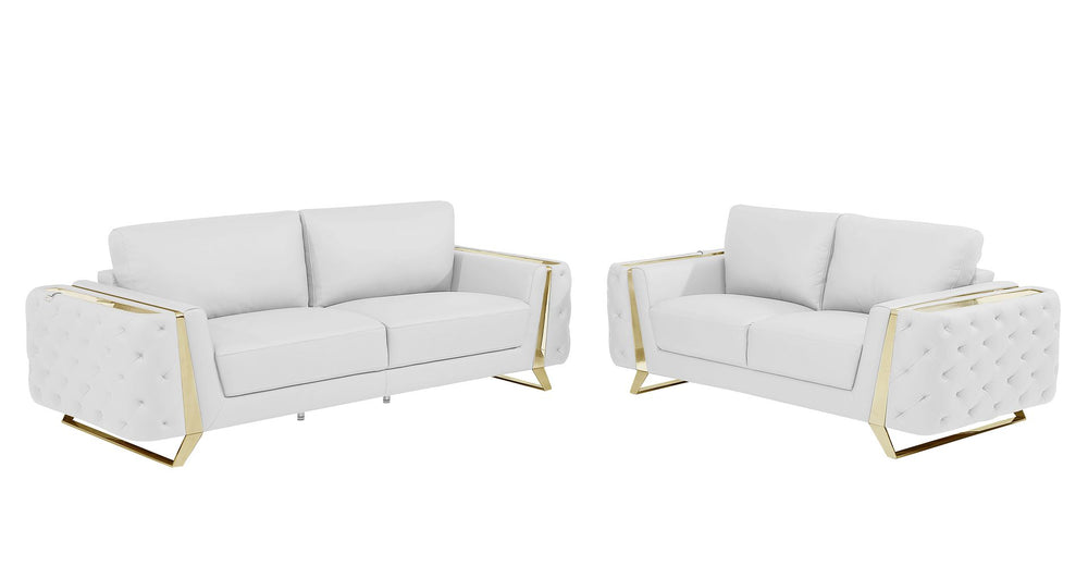 DivanItalia 1050 2-Piece Sofa Set in Top-Grain Italian Leather - White