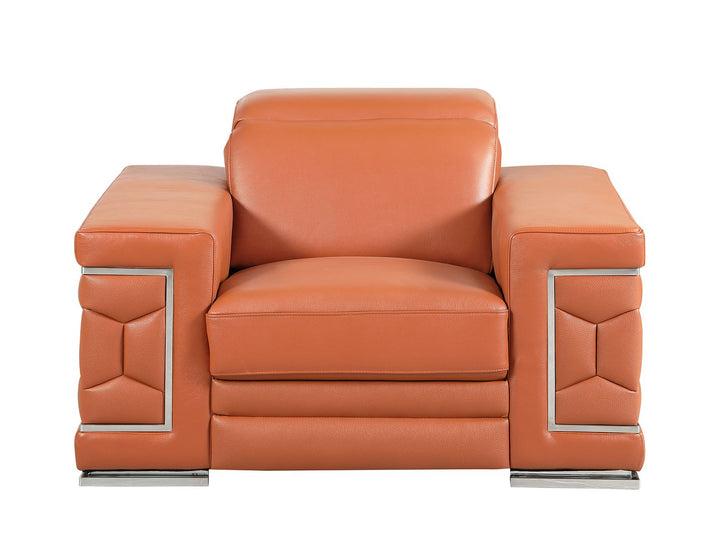 DivanItalia 692 Chair with Adjustable Headrest in Top-Grain Italian Leather - Camel