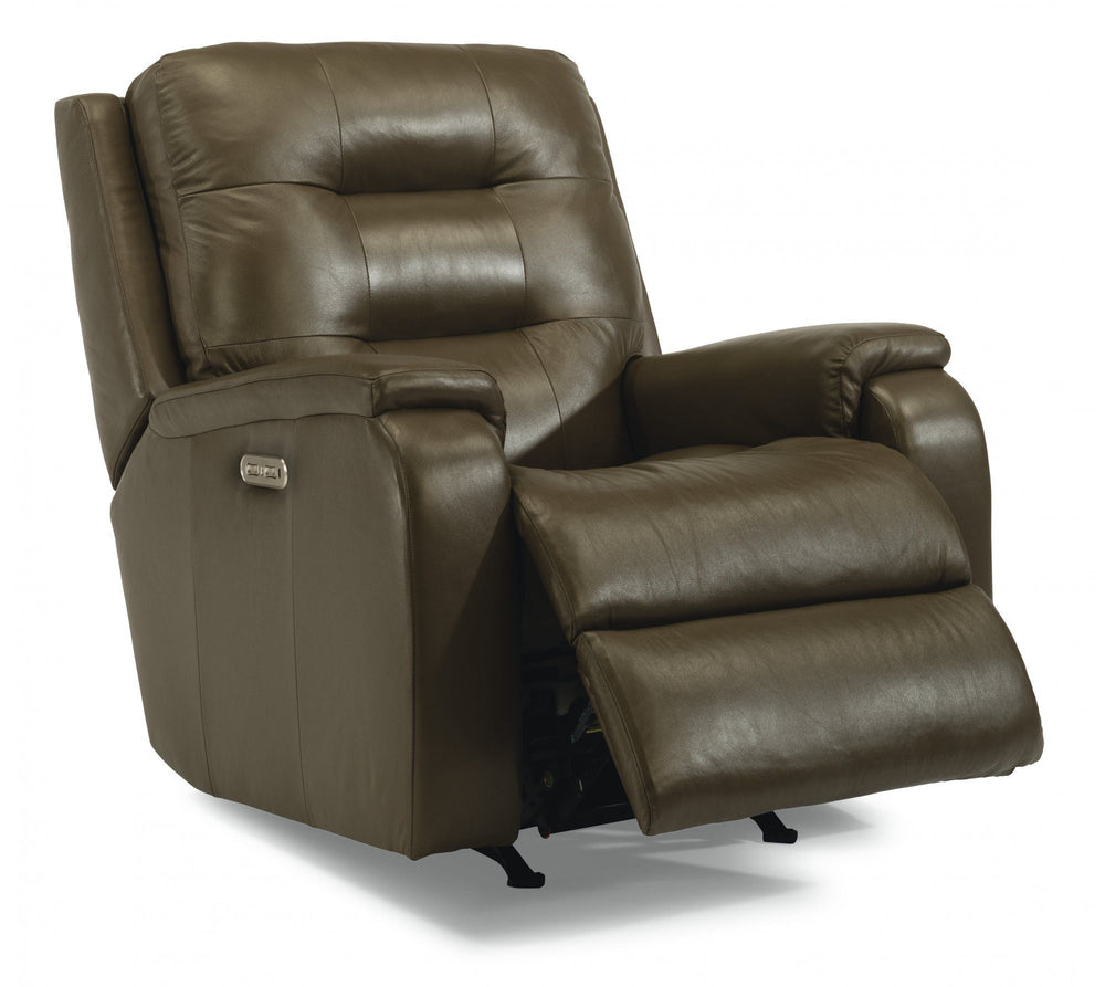 Arlo Leather Power Recliner, Power Headrest Dark Brown