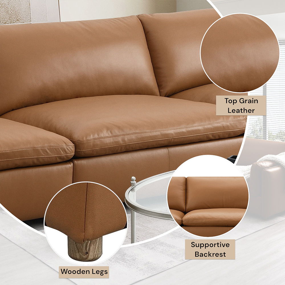 Brighton - Modular Armless Chair - Brown Top Grain Leather