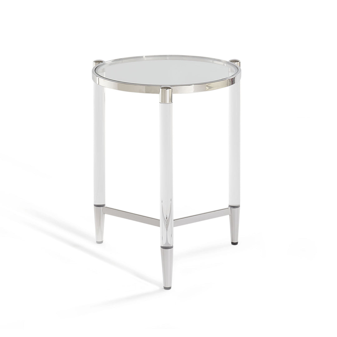 Modus Furniture 4Rv222 Marilyn Glass Top And Steel Base Round End Table