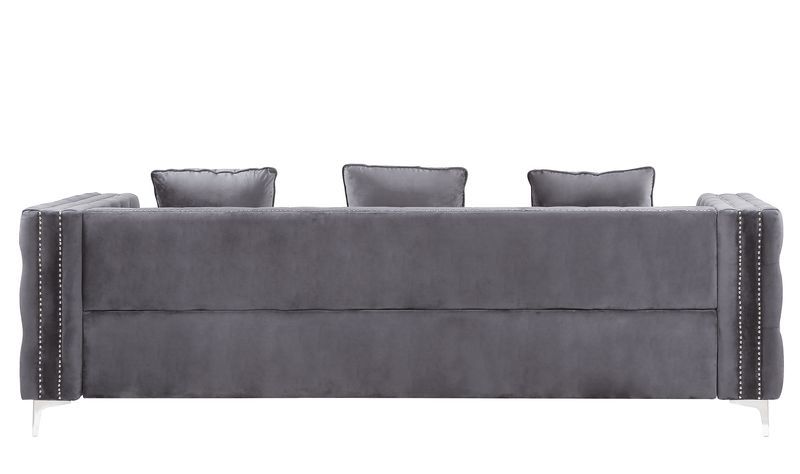 Bovasis - Sofa With 5 Pillows - Gray Velvet