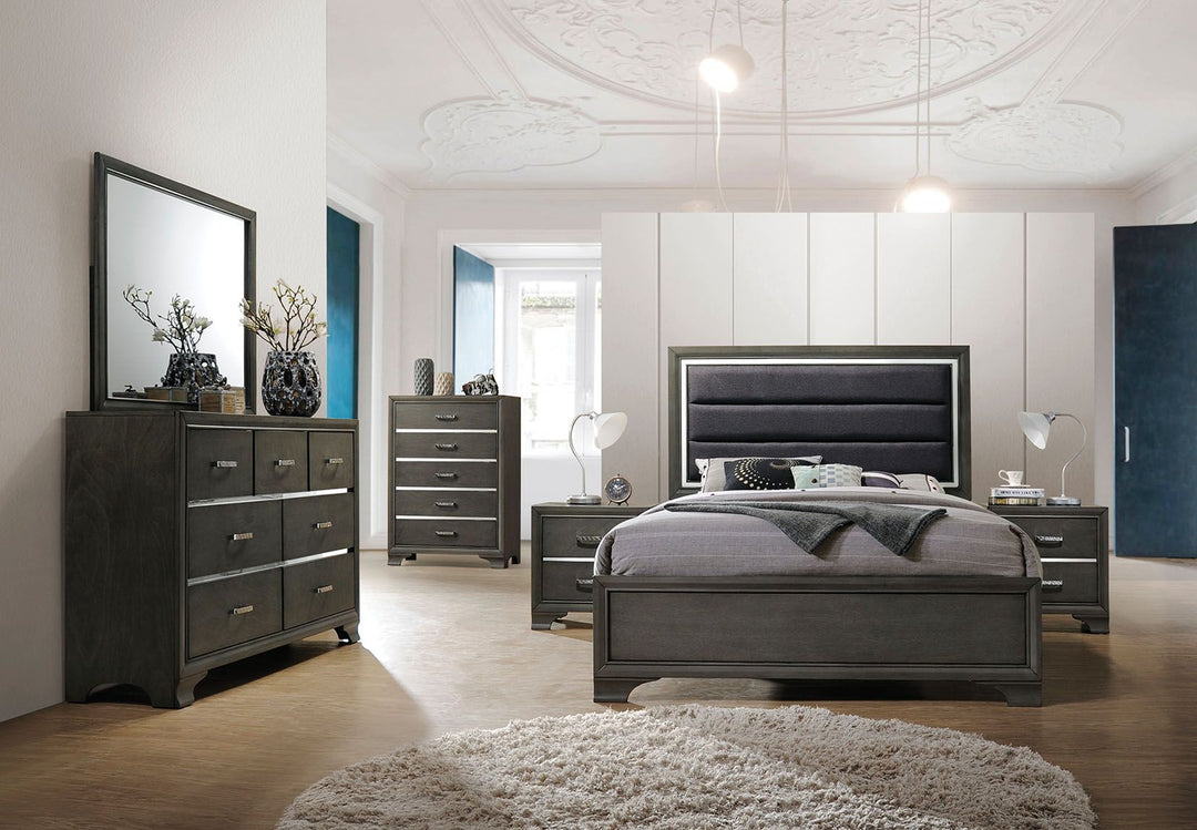 Carine II - Queen Bed - Fabric & Gray