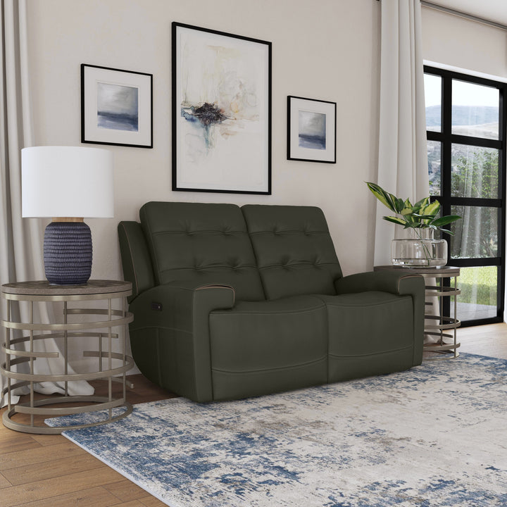 Iris Power Reclining Loveseat With Power Headrests Charcoal