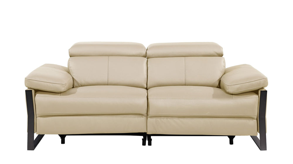 DivanItalia 1246 Top Grain Italian Leather Loveseat with Power Headrest - Beige