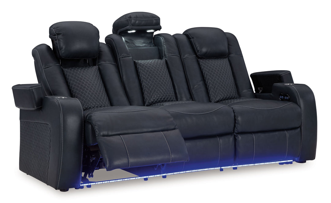 Fyne-Dyme - Power Reclining Sofa With Adj Headrest - Sapphire