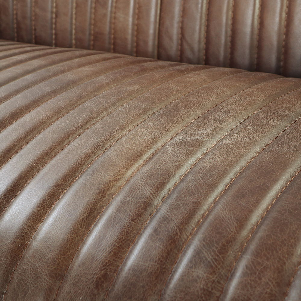 Brancaster - Loveseat - Retro Brown Top Grain Leather & Aluminum